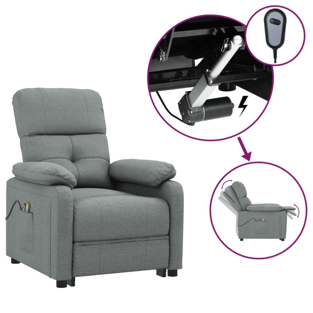 vidaXL Fotoliu de masaj electric rabatabil, gri închis, textil