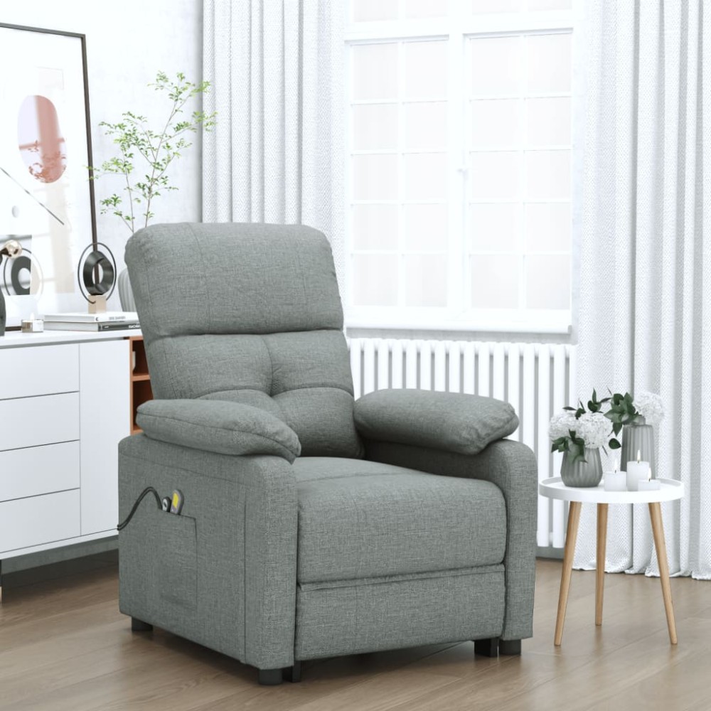 vidaXL Fotoliu de masaj electric rabatabil, gri închis, textil