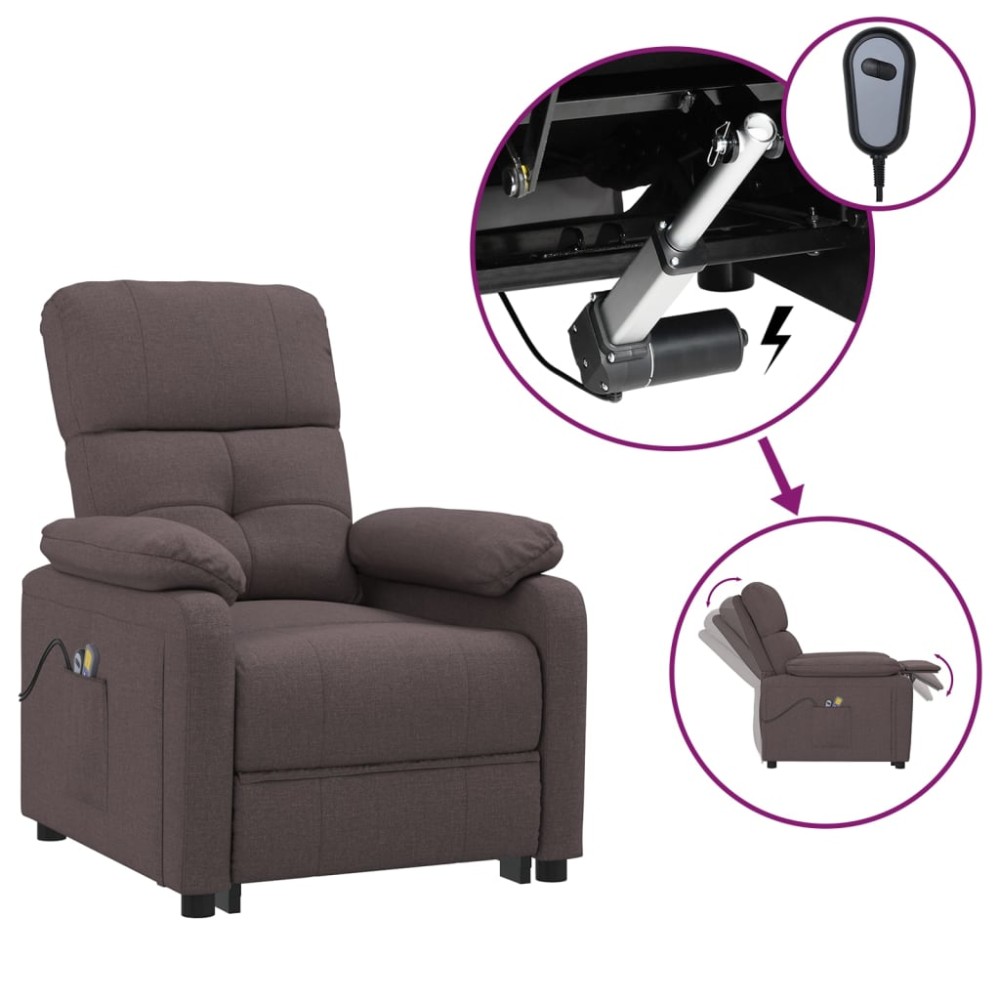 vidaXL Fotoliu de masaj electric, maro închis, material textil