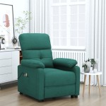 vidaXL Fotoliu de masaj electric, verde închis, material textil vidaXL Fotoliu de masaj electric, verde închis, material textil