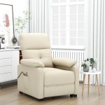 vidaXL Fotoliu de masaj electric rabatabil, crem, textil vidaXL Fotoliu de masaj electric rabatabil, crem, textil
