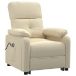 vidaXL Fotoliu de masaj electric rabatabil, crem, textil vidaXL Fotoliu de masaj electric rabatabil, crem, textil