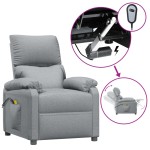 vidaXL Fotoliu de masaj electric rabatabil, gri deschis, textil vidaXL Fotoliu de masaj electric rabatabil, gri deschis, textil