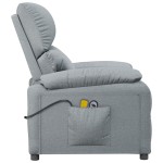 vidaXL Fotoliu de masaj electric rabatabil, gri deschis, textil vidaXL Fotoliu de masaj electric rabatabil, gri deschis, textil