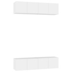 vidaXL Set dulapuri TV, 4 piese, alb, 60x30x30 cm, lemn prelucrat vidaXL Set dulapuri TV, 4 piese, alb, 60x30x30 cm, lemn prelucrat