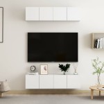 vidaXL Set dulapuri TV, 4 piese, alb, 60x30x30 cm, lemn prelucrat vidaXL Set dulapuri TV, 4 piese, alb, 60x30x30 cm, lemn prelucrat