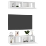 vidaXL Set dulapuri TV, 4 piese, alb, 60x30x30 cm, lemn prelucrat vidaXL Set dulapuri TV, 4 piese, alb, 60x30x30 cm, lemn prelucrat