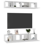 vidaXL Comode TV, 4 buc., alb, 80x30x30 cm, lemn compozit