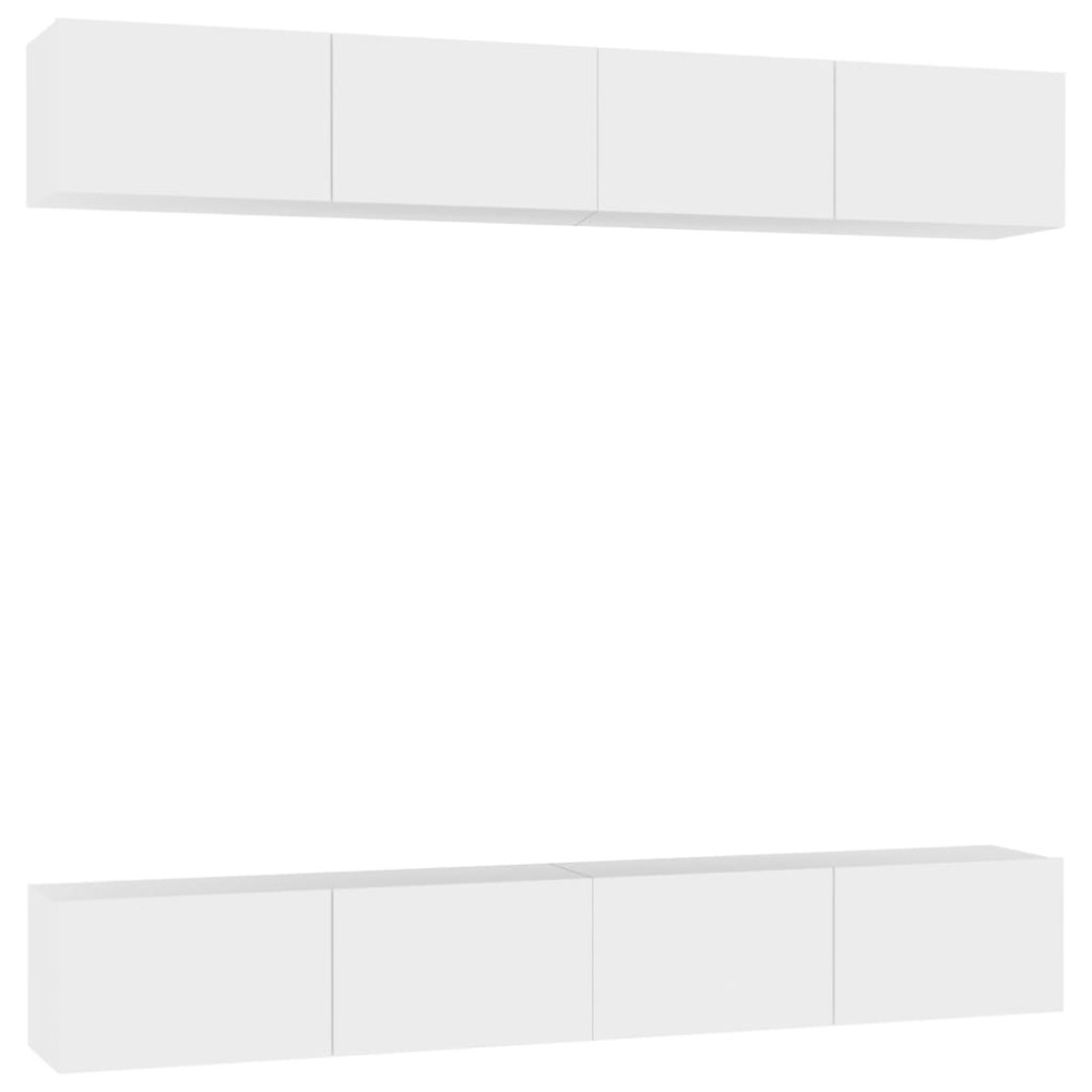 vidaXL Comode TV, 4 buc., alb, 100x30x30 cm, lemn prelucrat