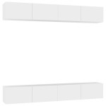 vidaXL Comode TV, 4 buc., alb, 100x30x30 cm, lemn prelucrat