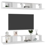 vidaXL Comode TV, 4 buc., alb, 100x30x30 cm, lemn prelucrat