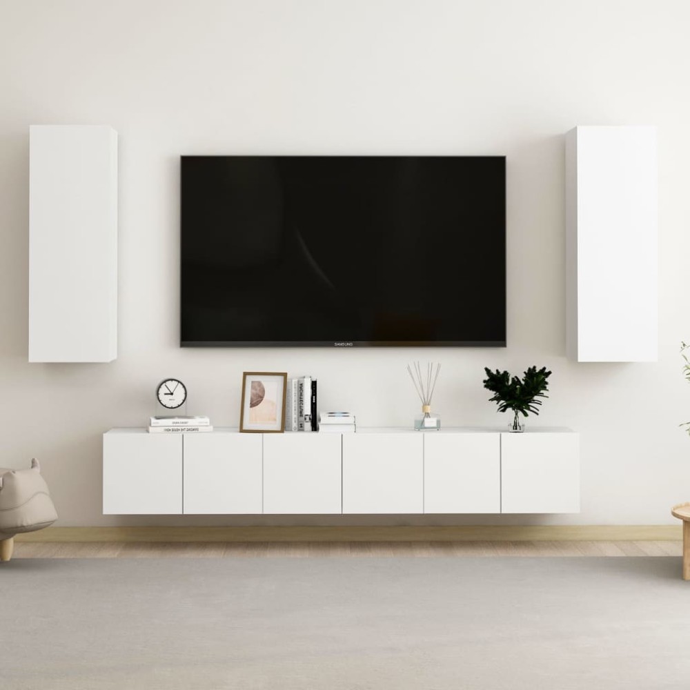 vidaXL Set dulap TV, 5 piese, alb, lemn prelucrat