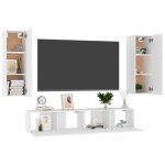vidaXL Set dulapuri TV, 4 piese, alb, lemn prelucrat vidaXL Set dulapuri TV, 4 piese, alb, lemn prelucrat