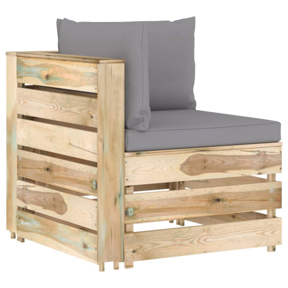 vidaXL Canapea de colț modulară cu perne, lemn verde tratat