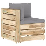 vidaXL Canapea de colț modulară cu perne, lemn verde tratat