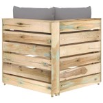 vidaXL Canapea de colț modulară cu perne, lemn verde tratat