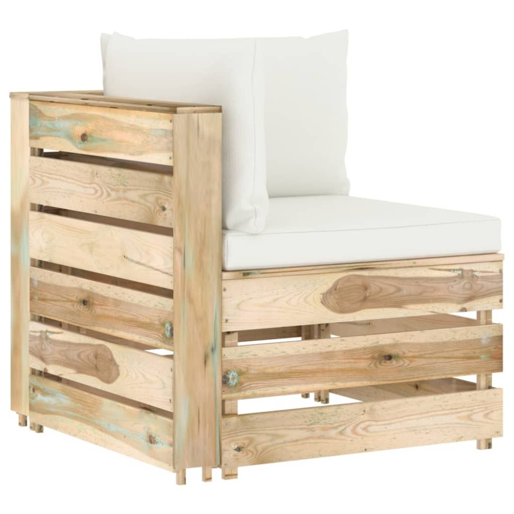 vidaXL Canapea de colț modulară cu perne, lemn verde tratat