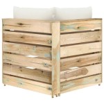 vidaXL Canapea de colț modulară cu perne, lemn verde tratat