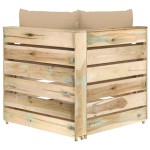 vidaXL Canapea de colț modulară cu perne, lemn verde tratat