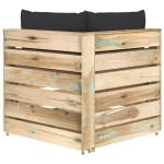 vidaXL Canapea de colț modulară cu perne, lemn verde tratat