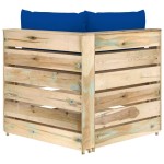 vidaXL Canapea de colț modulară cu perne, lemn verde tratat