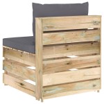 vidaXL Canapea de mijloc modulară cu perne, lemn verde tratat vidaXL Canapea de mijloc modulară cu perne, lemn verde tratat