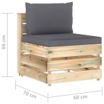 vidaXL Canapea de mijloc modulară cu perne, lemn verde tratat vidaXL Canapea de mijloc modulară cu perne, lemn verde tratat