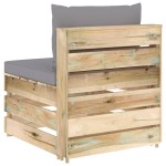 vidaXL Canapea de mijloc modulară cu perne, lemn verde tratat vidaXL Canapea de mijloc modulară cu perne, lemn verde tratat