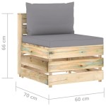 vidaXL Canapea de mijloc modulară cu perne, lemn verde tratat vidaXL Canapea de mijloc modulară cu perne, lemn verde tratat