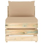 vidaXL Canapea de mijloc modulară cu perne, verde, lemn impregnat vidaXL Canapea de mijloc modulară cu perne, verde, lemn impregnat