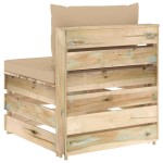 vidaXL Canapea de mijloc modulară cu perne, verde, lemn impregnat vidaXL Canapea de mijloc modulară cu perne, verde, lemn impregnat