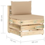 vidaXL Canapea de mijloc modulară cu perne, verde, lemn impregnat vidaXL Canapea de mijloc modulară cu perne, verde, lemn impregnat