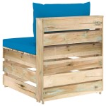 vidaXL Canapea de mijloc modulară cu perne, lemn verde tratat vidaXL Canapea de mijloc modulară cu perne, lemn verde tratat