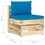 vidaXL Canapea de mijloc modulară cu perne, lemn verde tratat vidaXL Canapea de mijloc modulară cu perne, lemn verde tratat
