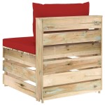 vidaXL Canapea de mijloc modulară cu perne, lemn verde tratat vidaXL Canapea de mijloc modulară cu perne, lemn verde tratat