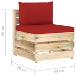 vidaXL Canapea de mijloc modulară cu perne, lemn verde tratat vidaXL Canapea de mijloc modulară cu perne, lemn verde tratat
