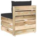 vidaXL Canapea de mijloc modulară cu perne, lemn verde tratat vidaXL Canapea de mijloc modulară cu perne, lemn verde tratat