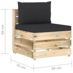 vidaXL Canapea de mijloc modulară cu perne, lemn verde tratat vidaXL Canapea de mijloc modulară cu perne, lemn verde tratat