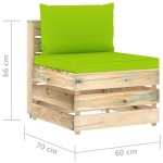 vidaXL Canapea de mijloc modulară cu perne, lemn verde tratat vidaXL Canapea de mijloc modulară cu perne, lemn verde tratat