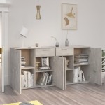 vidaXL Servantă, gri beton, 160x36x75 cm, lemn prelucrat vidaXL Servantă, gri beton, 160x36x75 cm, lemn prelucrat