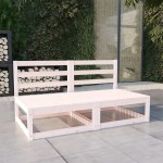 vidaXL Set mobilier de grădină cu 2 locuri, alb, lemn masiv de pin vidaXL Set mobilier de grădină cu 2 locuri, alb, lemn masiv de pin