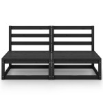 vidaXL Canapea de grădină cu 2 locuri, negru, lemn de pin masiv