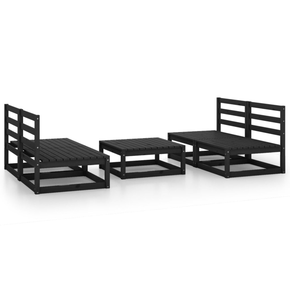 vidaXL Set mobilier de grădină, 5 piese, negru, lemn masiv de pin