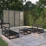vidaXL Set mobilier de grădină, 5 piese, negru, lemn masiv de pin vidaXL Set mobilier de grădină, 5 piese, negru, lemn masiv de pin