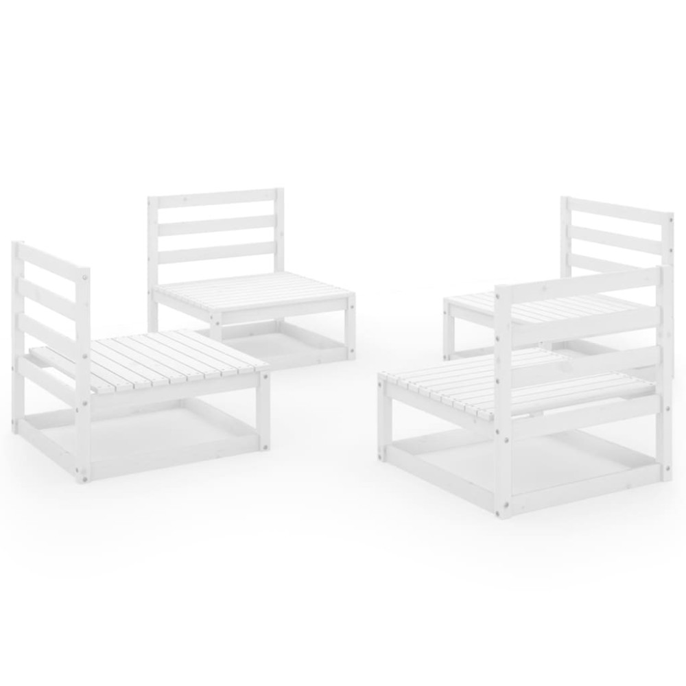 vidaXL Set mobilier de grădină, 4 piese, alb, lemn masiv de pin