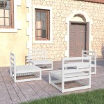 vidaXL Set mobilier de grădină, 4 piese, alb, lemn masiv de pin vidaXL Set mobilier de grădină, 4 piese, alb, lemn masiv de pin