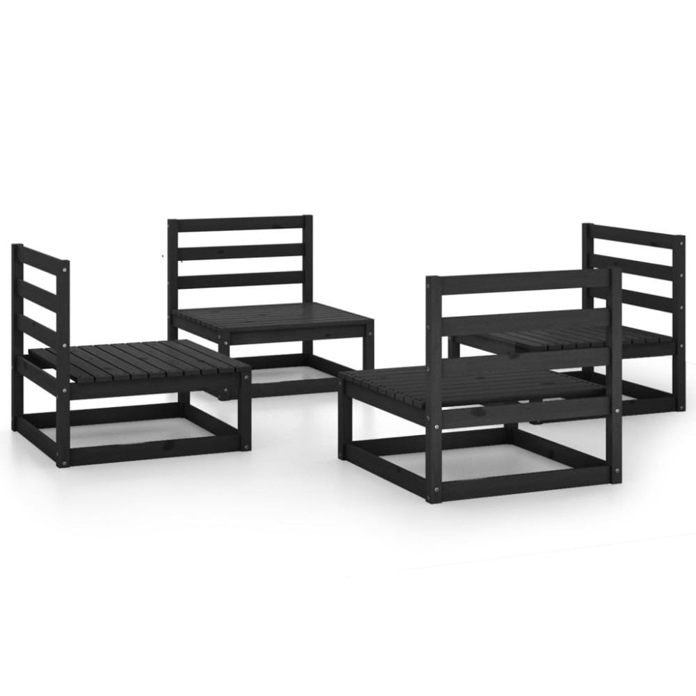 vidaXL Set mobilier de grădină, 4 piese, negru, lemn masiv de pin