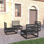 vidaXL Set mobilier de grădină, 4 piese, negru, lemn masiv de pin vidaXL Set mobilier de grădină, 4 piese, negru, lemn masiv de pin