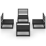 vidaXL Set mobilier de grădină, 4 piese, negru, lemn masiv de pin vidaXL Set mobilier de grădină, 4 piese, negru, lemn masiv de pin