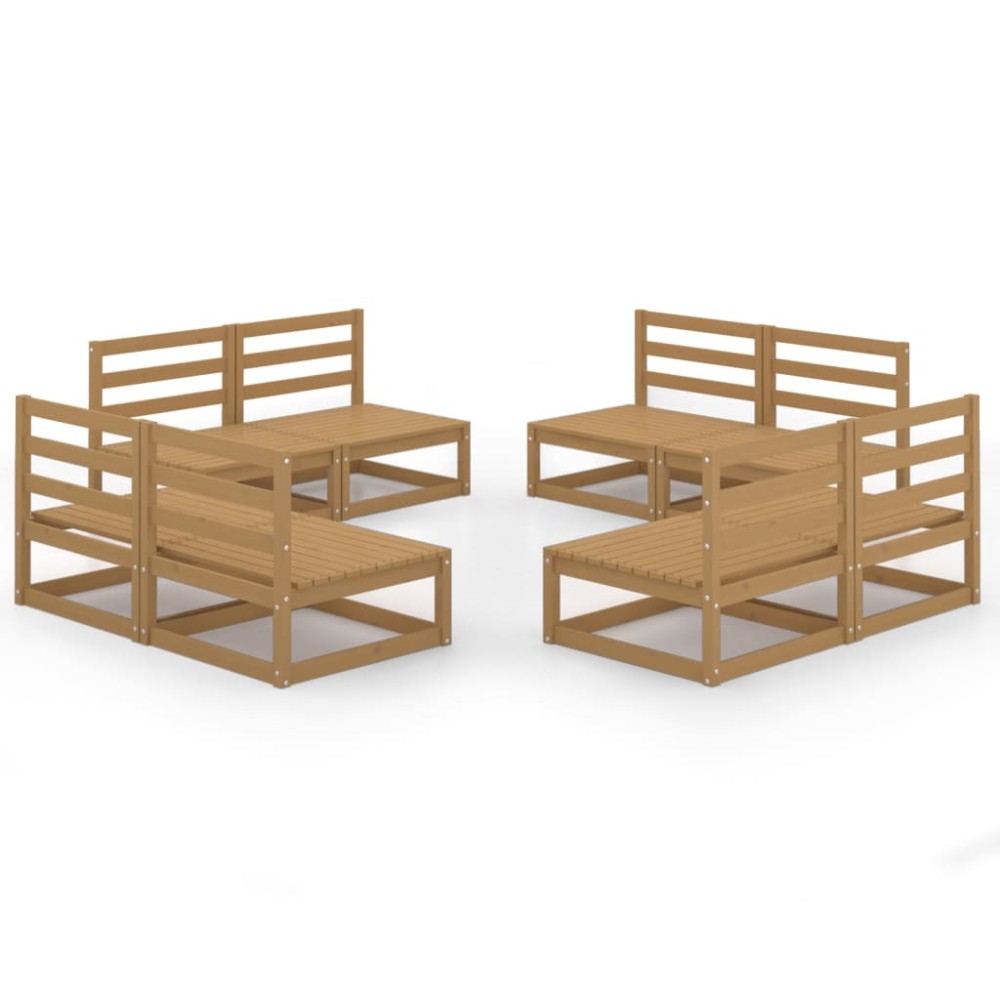 vidaXL Set mobilier de grădină, 8 piese, maro miere, lemn masiv de pin